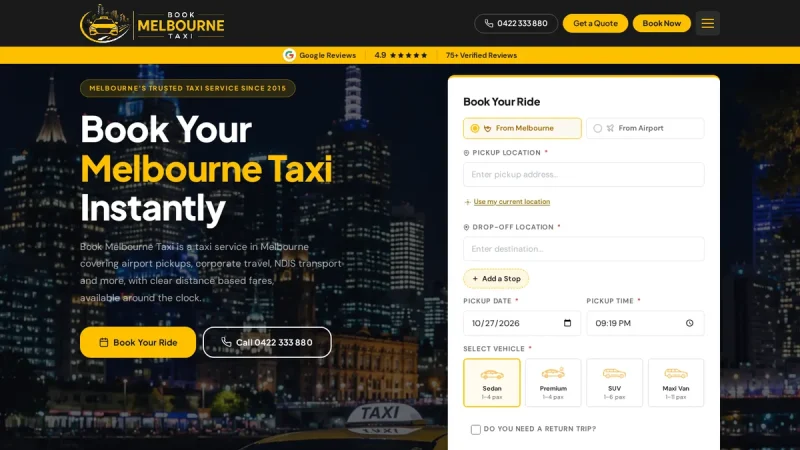 Book Melbourne Taxi website, a case study by MH Tech Solutions