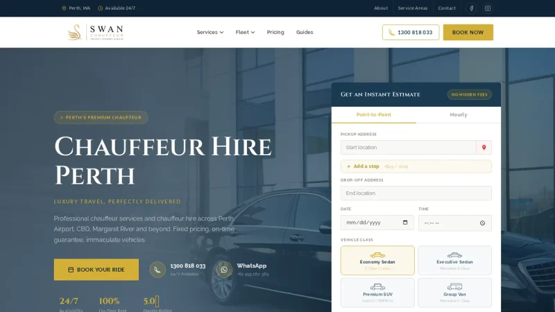 Swan Chauffeur website, a case study by MH Tech Solutions