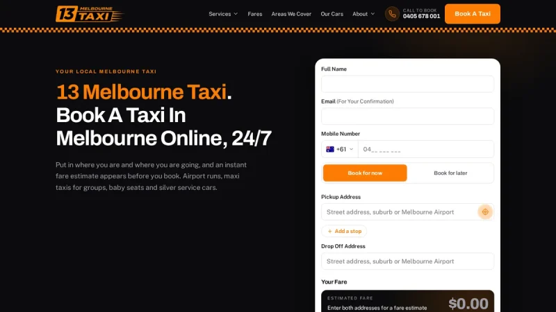13 Melbourne Taxi website, a case study by MH Tech Solutions