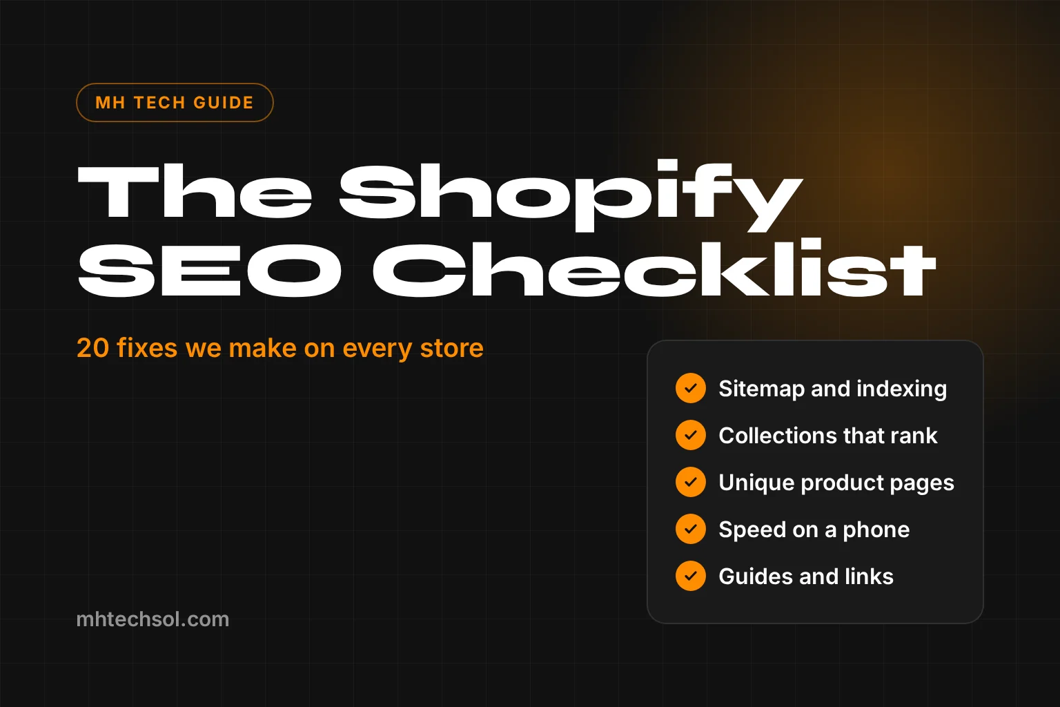 Shopify store SEO checklist from MH Tech Solutions