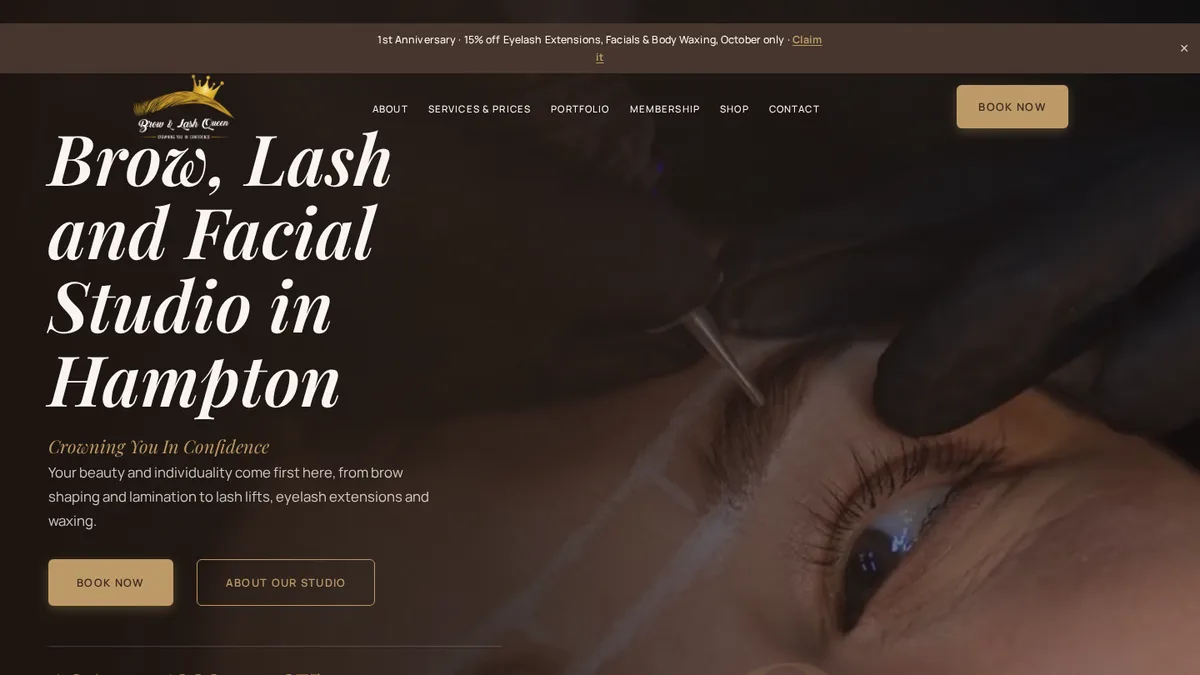 Brow & Lash Queen website, a case study by MH Tech Solutions