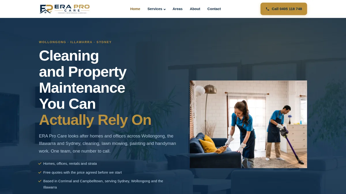 ERA Pro Care website, a case study by MH Tech Solutions