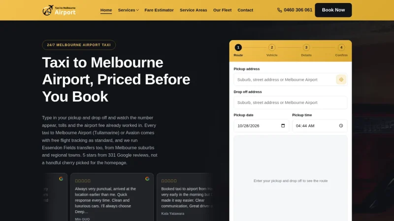 Taxi to Melbourne Airport website, a case study by MH Tech Solutions